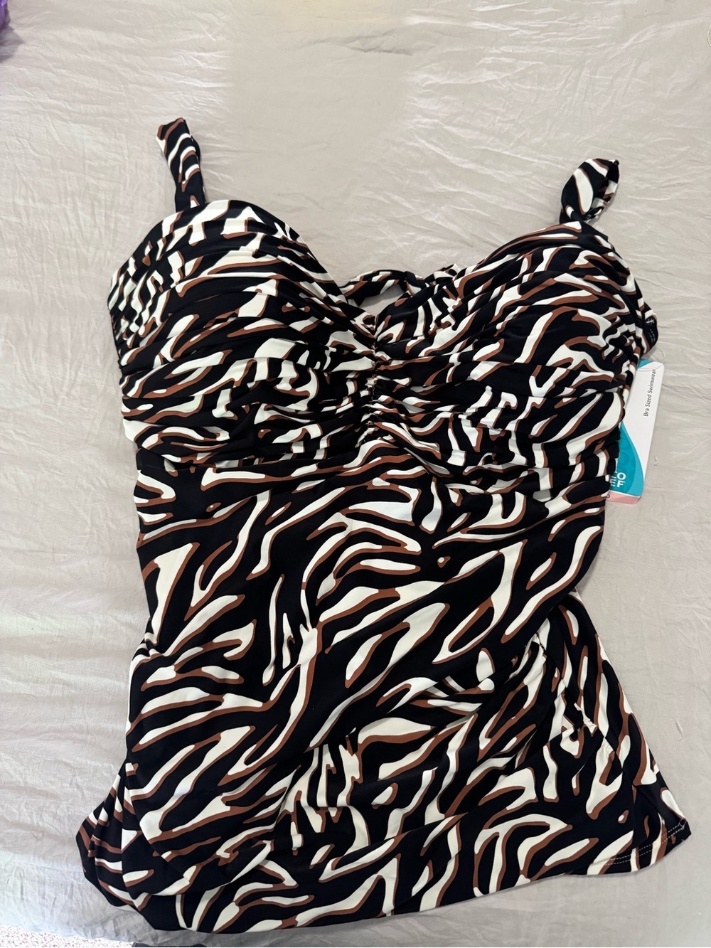 Coco Reef Zebra-Print One-Piece Swimsuit in Black, White & Brown - Picture 1 of 4